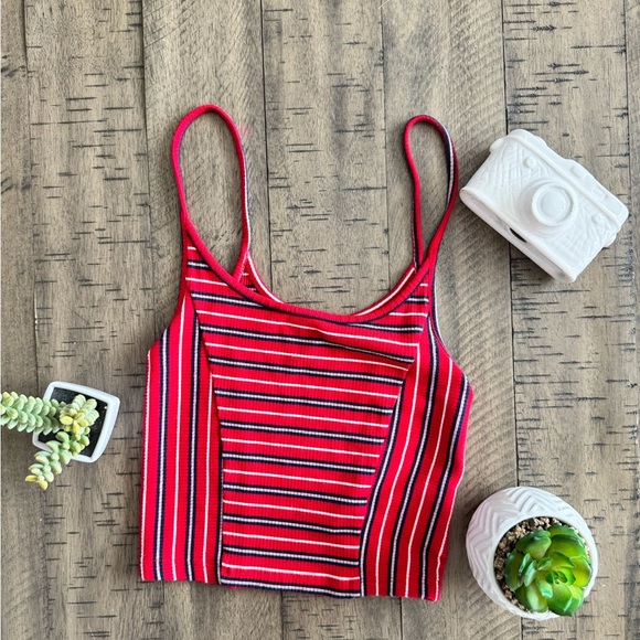 BDG Red and Black Fitted Crop Camisole - Picture 2 of 6